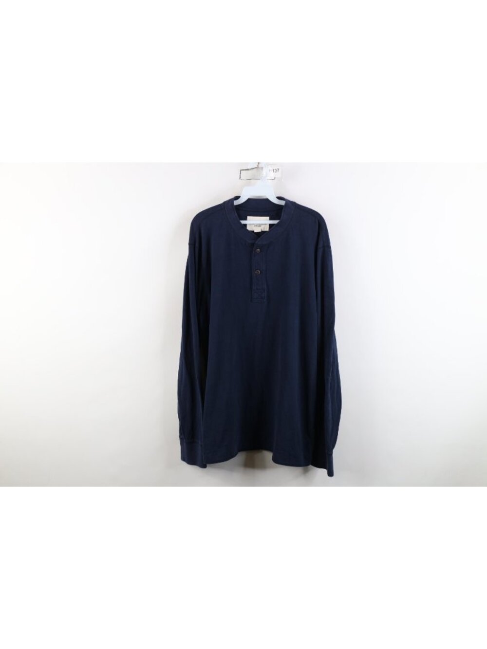 Vtg Y2K Eddie Bauer Mens XL Faded Thermal Cotton Ribbed Knit Henley T-Shirt Blue
